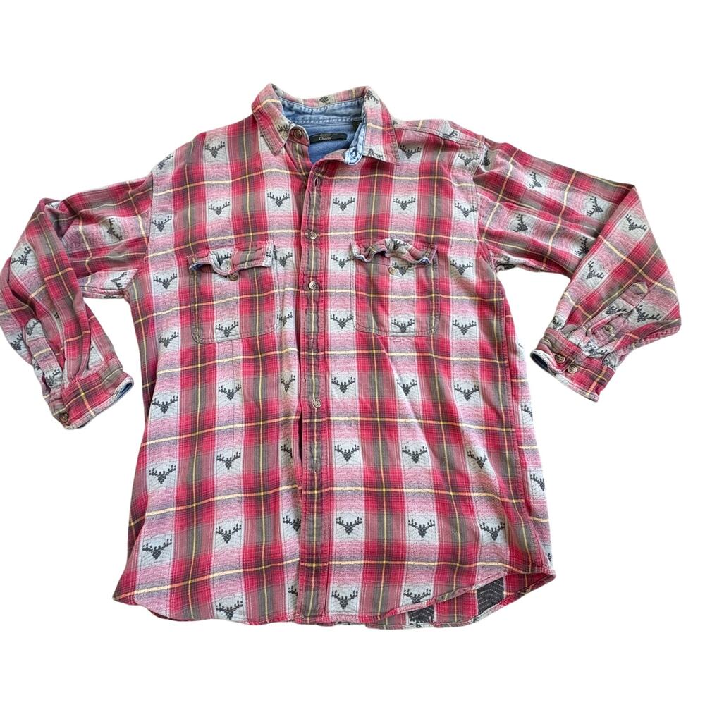 Vtg 1990s Orvis Flannel Deer Hunting Button Down Western All Over Print Size M